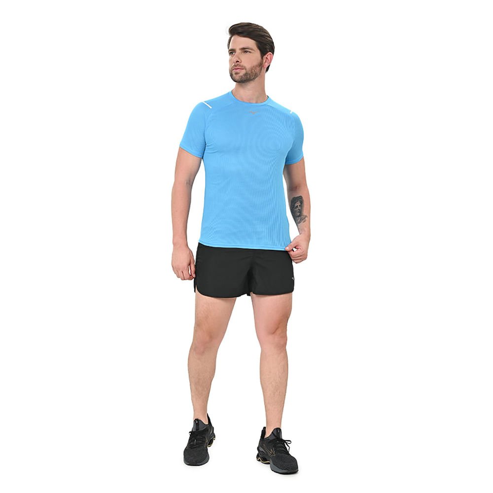 Camiseta de Corrida Masculina Mizuno Dryaeroflow Tee Azul 4