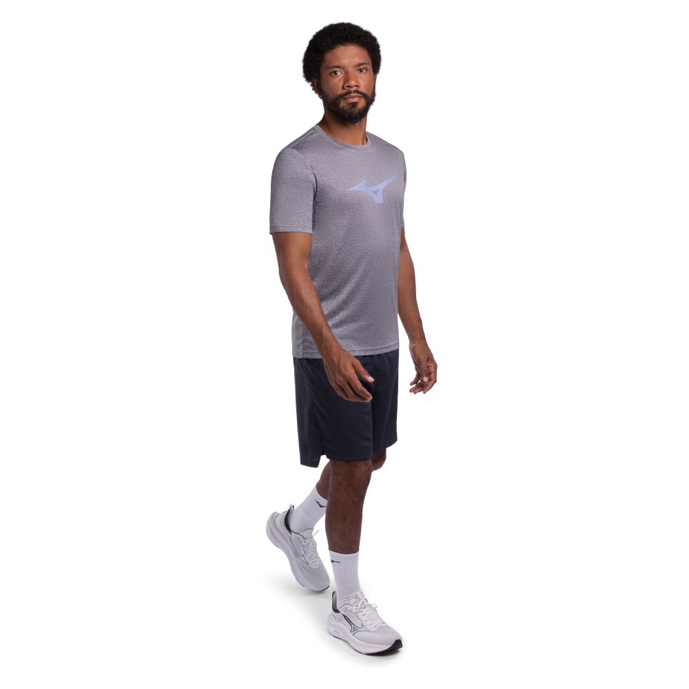 Camiseta de Corrida Masculina Mizuno Run Spark Mescla Cinza 5