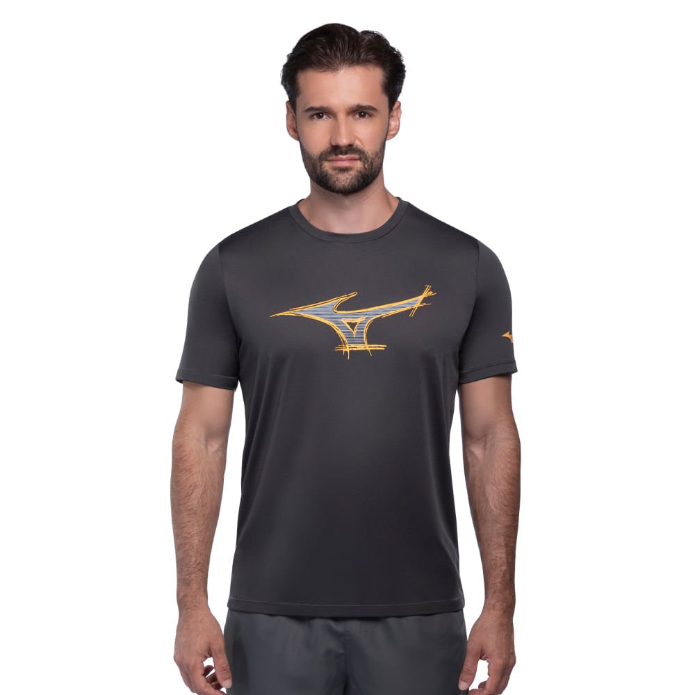 Camiseta de Treino Masculina Mizuno Energy Stamp Cinza Escuro 1