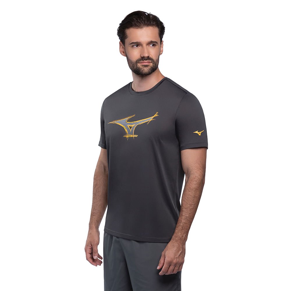 Camiseta de Treino Masculina Mizuno Energy Stamp Cinza Escuro 2