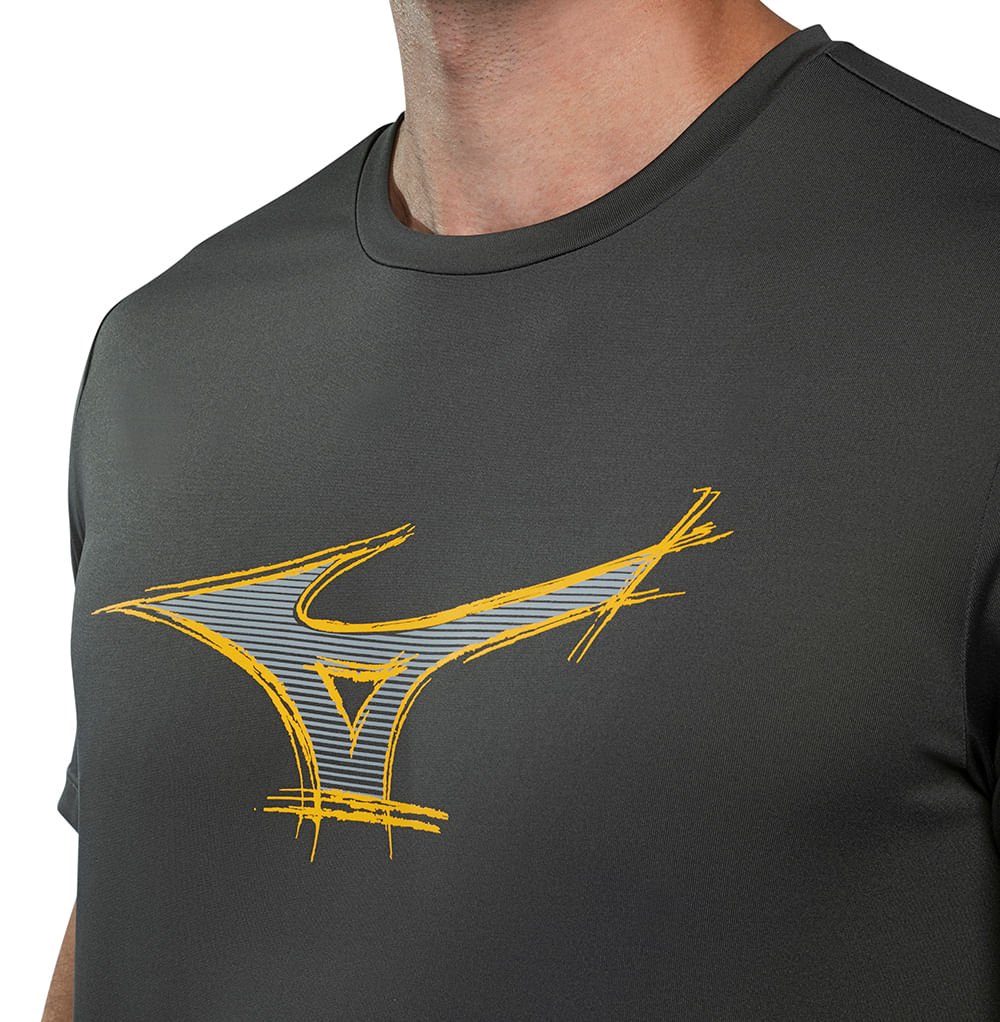 Camiseta de Treino Masculina Mizuno Energy Stamp Cinza Escuro 3