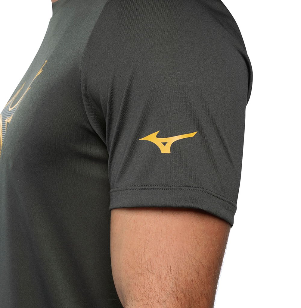 Camiseta de Treino Masculina Mizuno Energy Stamp Cinza Escuro 5