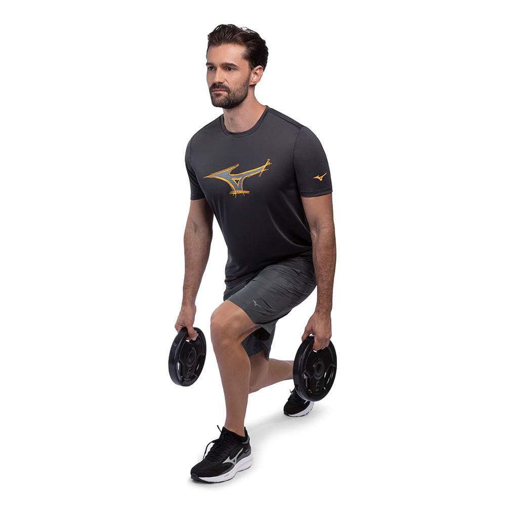 Camiseta de Treino Masculina Mizuno Energy Stamp Cinza Escuro 6