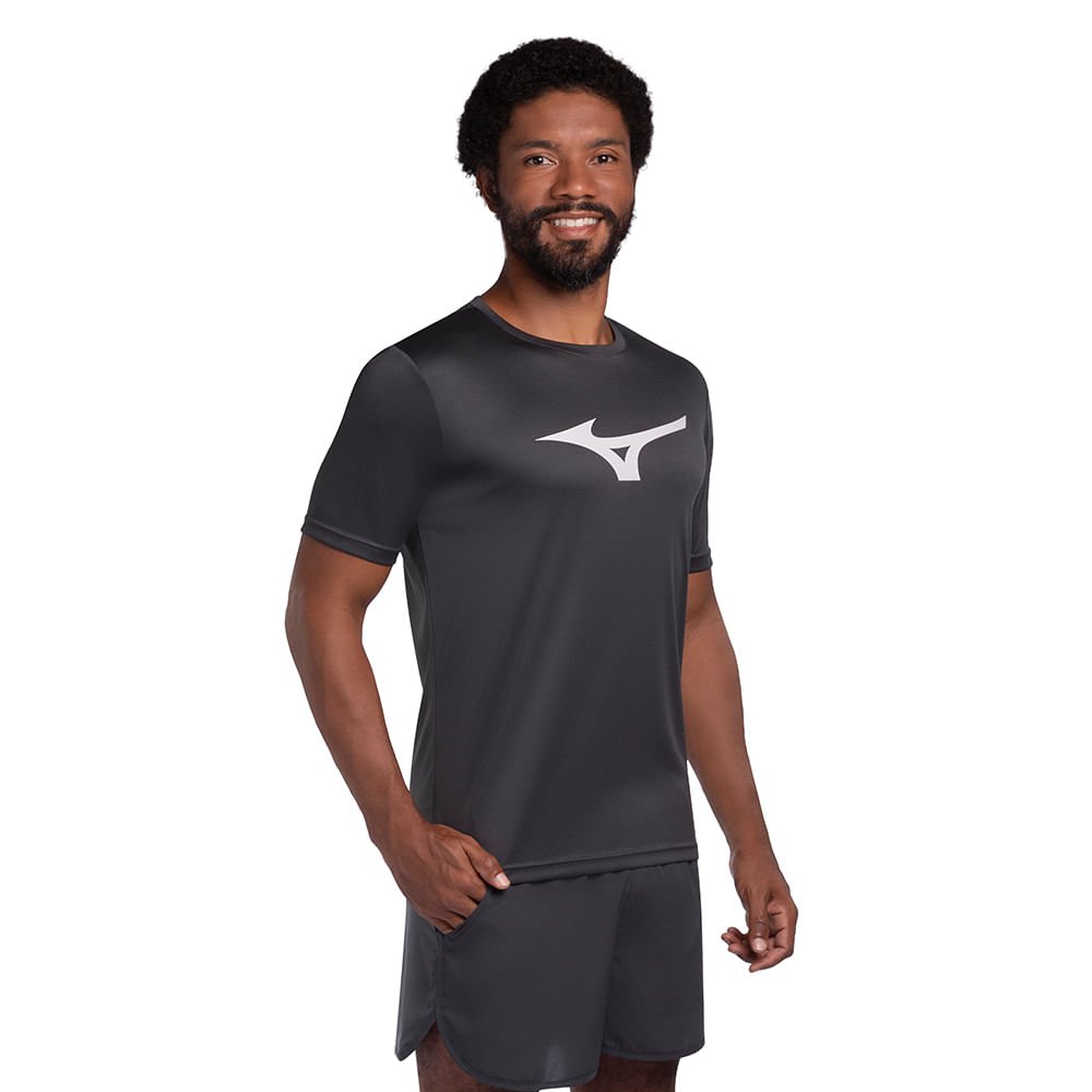 Camiseta de Corrida Masculina Mizuno Run Spark Cinza 2