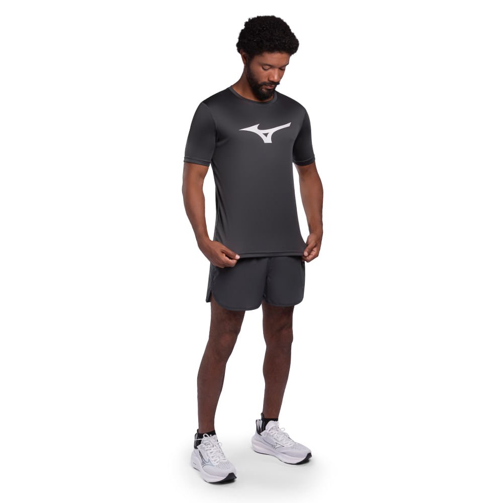 Camiseta de Corrida Masculina Mizuno Run Spark Cinza 5