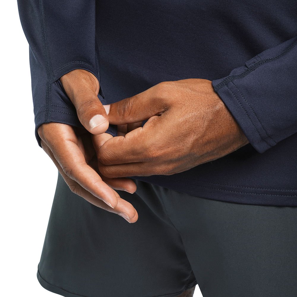 Camiseta Manga longa de Corrida Masculina Mizuno Térmica Azul 7