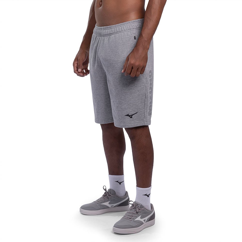 Bermuda Mizuno Moletom Masculina Cinza 2