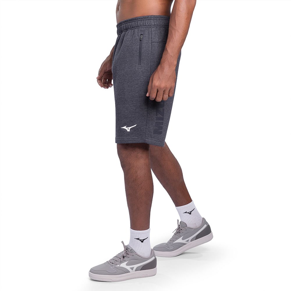 Bermuda Mizuno Moletom Masculina Cinza 2