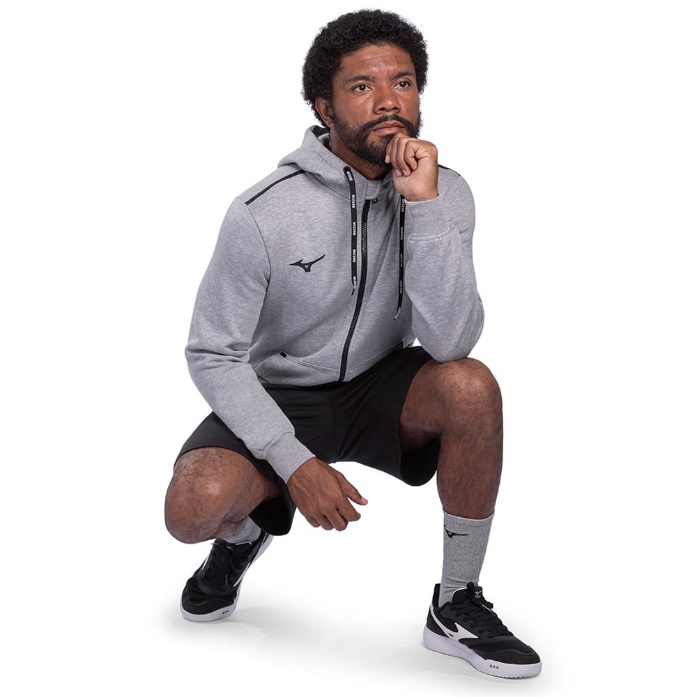 Moletom Masculino Mizuno Zipper Cinza 3