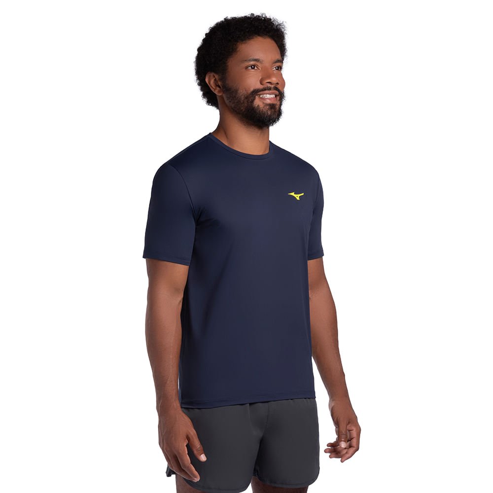 Camiseta de Corrida Mizuno Focus Stamp Masculina Azul 2