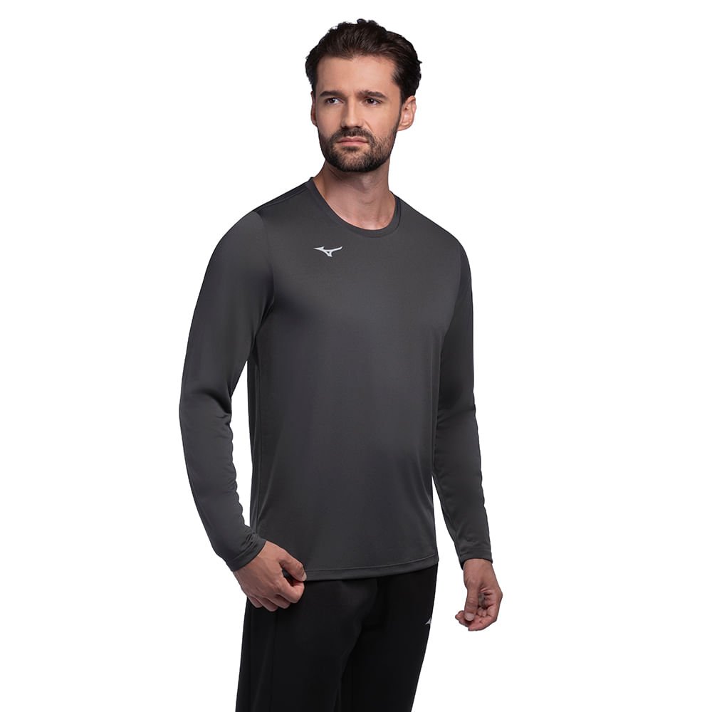 Camiseta de Treino Manga Longa Mizuno Energy 2.0 Masculina Cinza 2