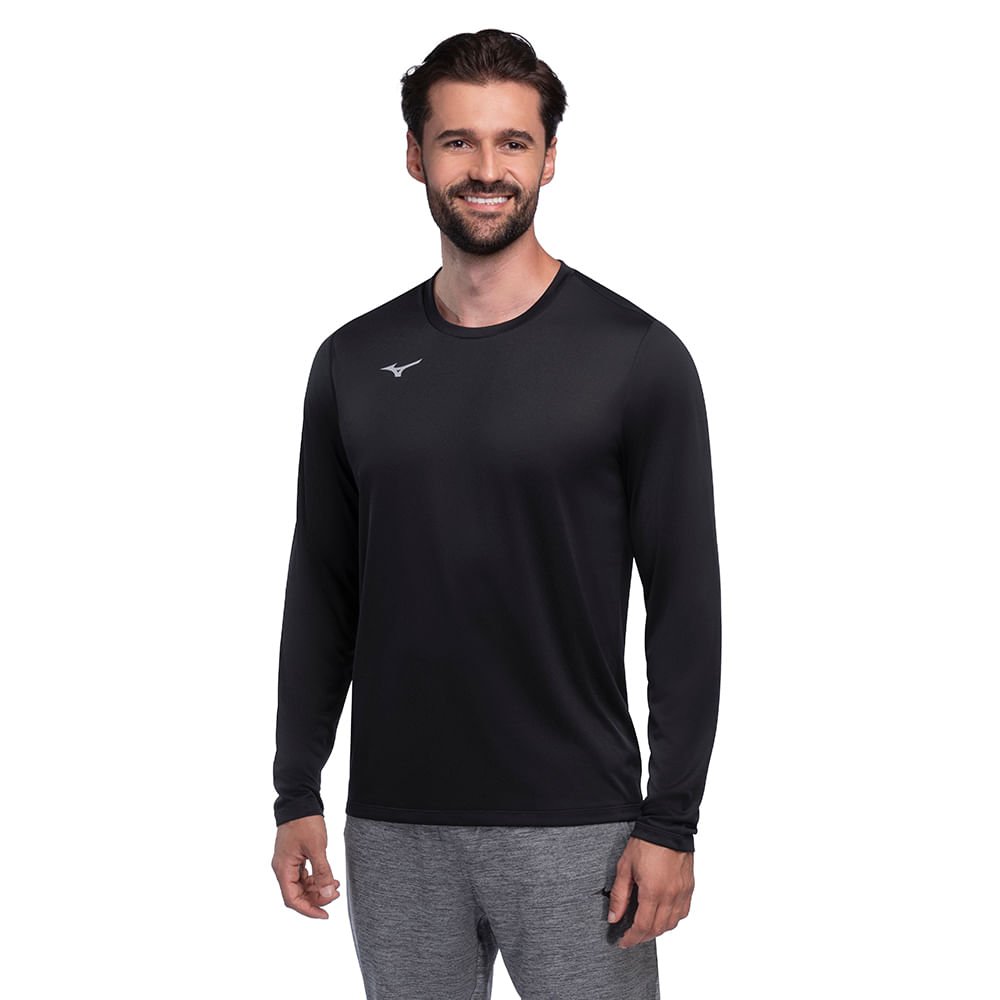 Camiseta de Treino Manga Longa Mizuno Energy 2.0 Masculina Preto 2