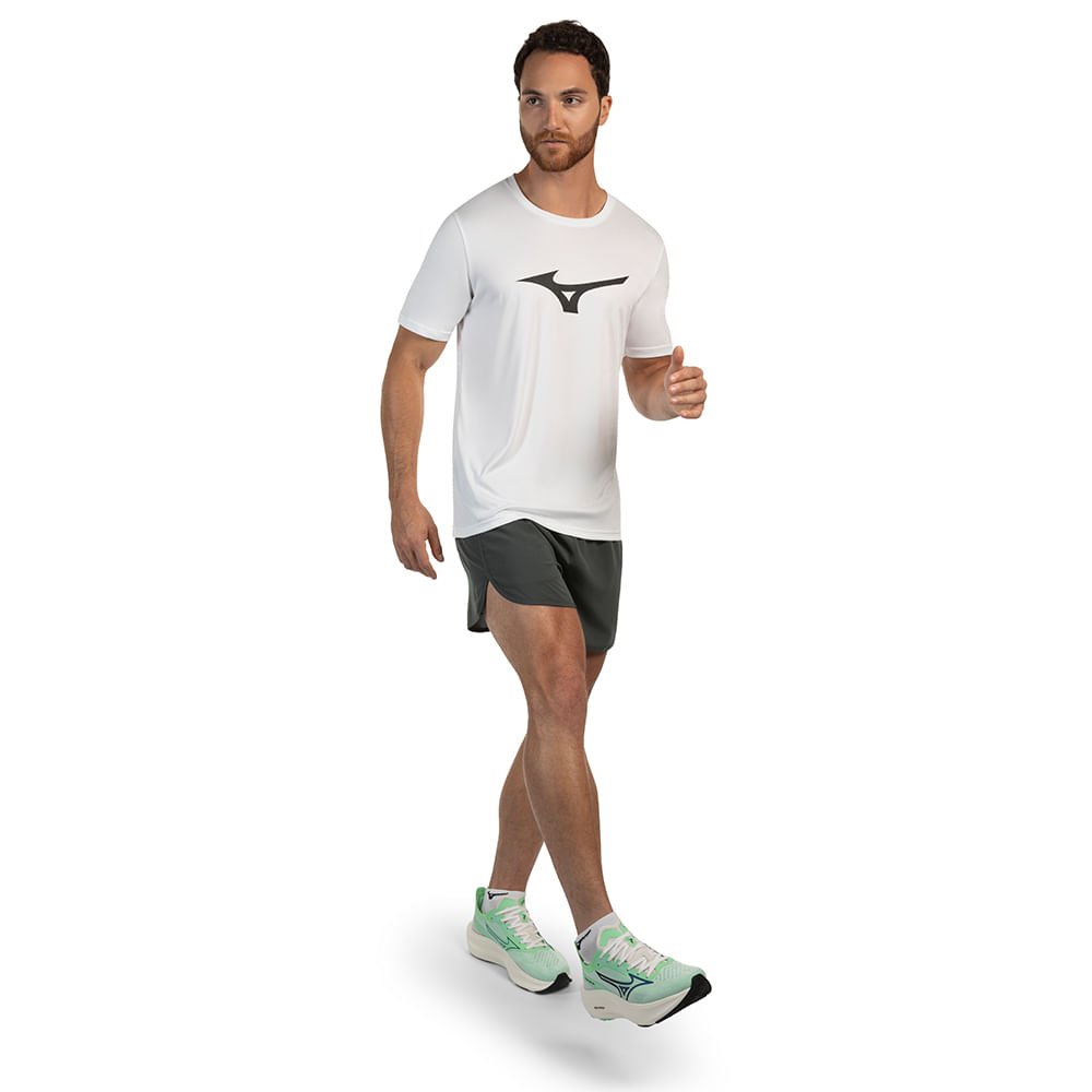 Camiseta de Corrida Masculina Mizuno Run Spark Branco 5