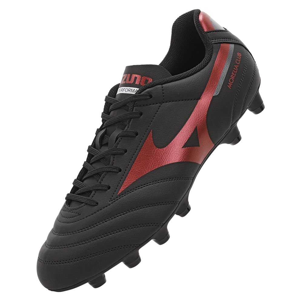 Chuteira de Campo Mizuno Morelia Club MD Masculina Preto/Vermelho 7