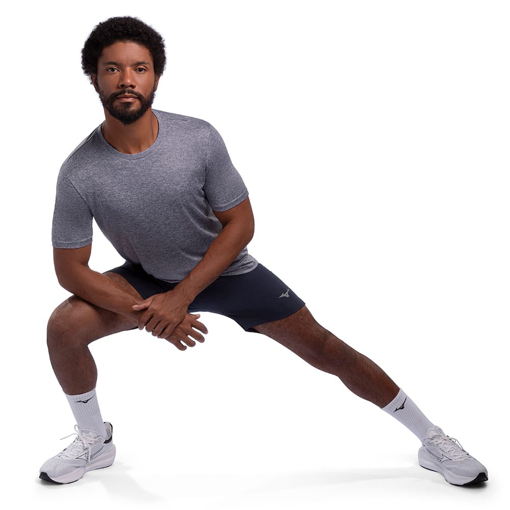 Camiseta de Corrida Masculina Mizuno Run Spark 2 Mescla Cinza 3