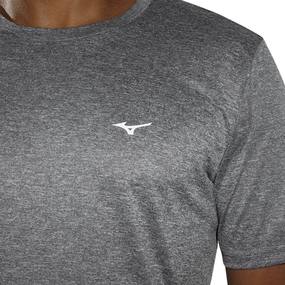 Camiseta de Corrida Masculina Mizuno Run Spark 2 Mescla Cinza 5