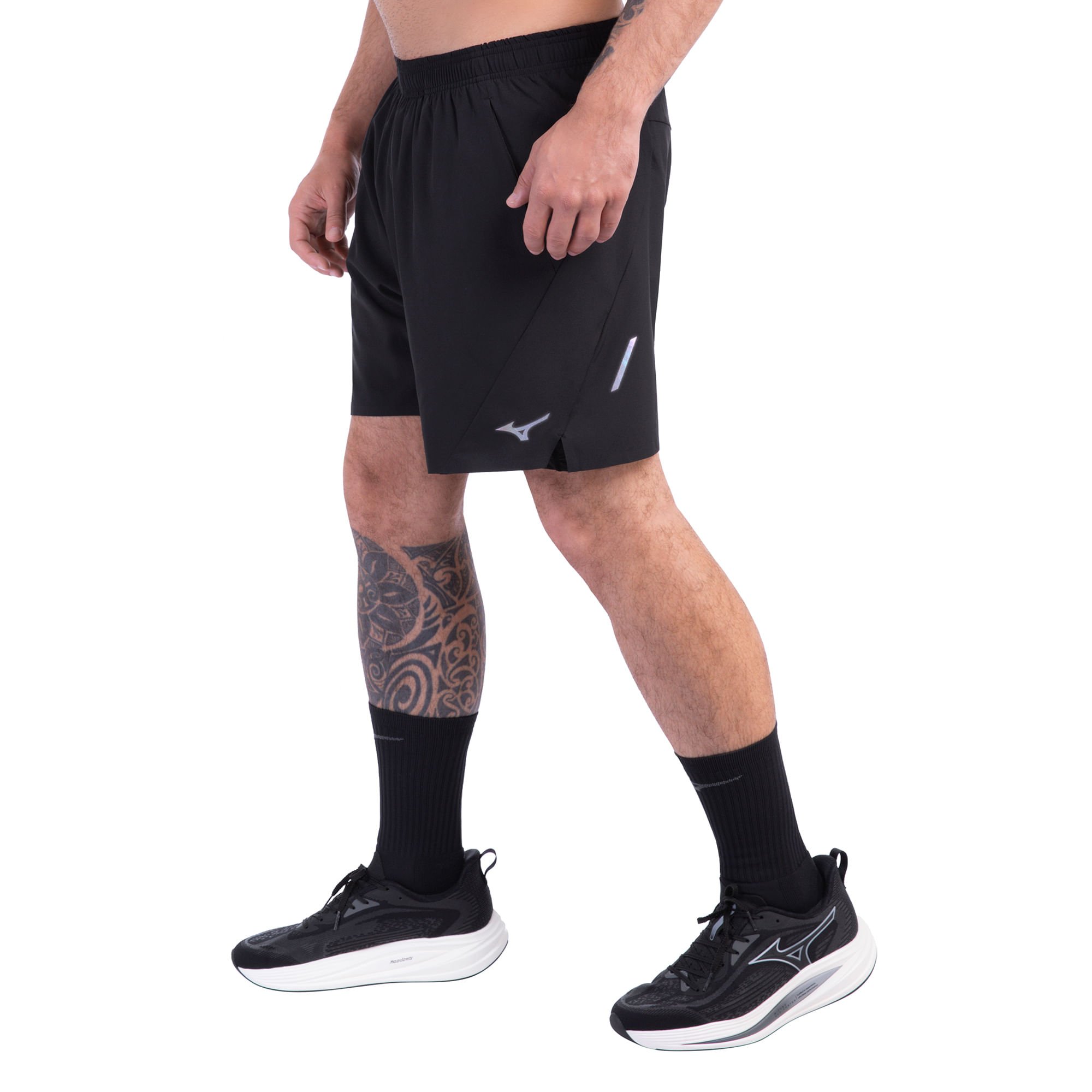 Shorts de Corrida Mizuno 2x1 High 3/7 Masculino Preto 2