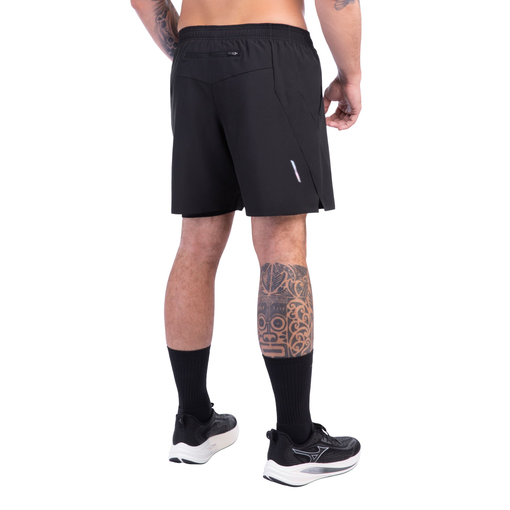 Shorts de Corrida Mizuno 2x1 High 3/7 Masculino Preto 3