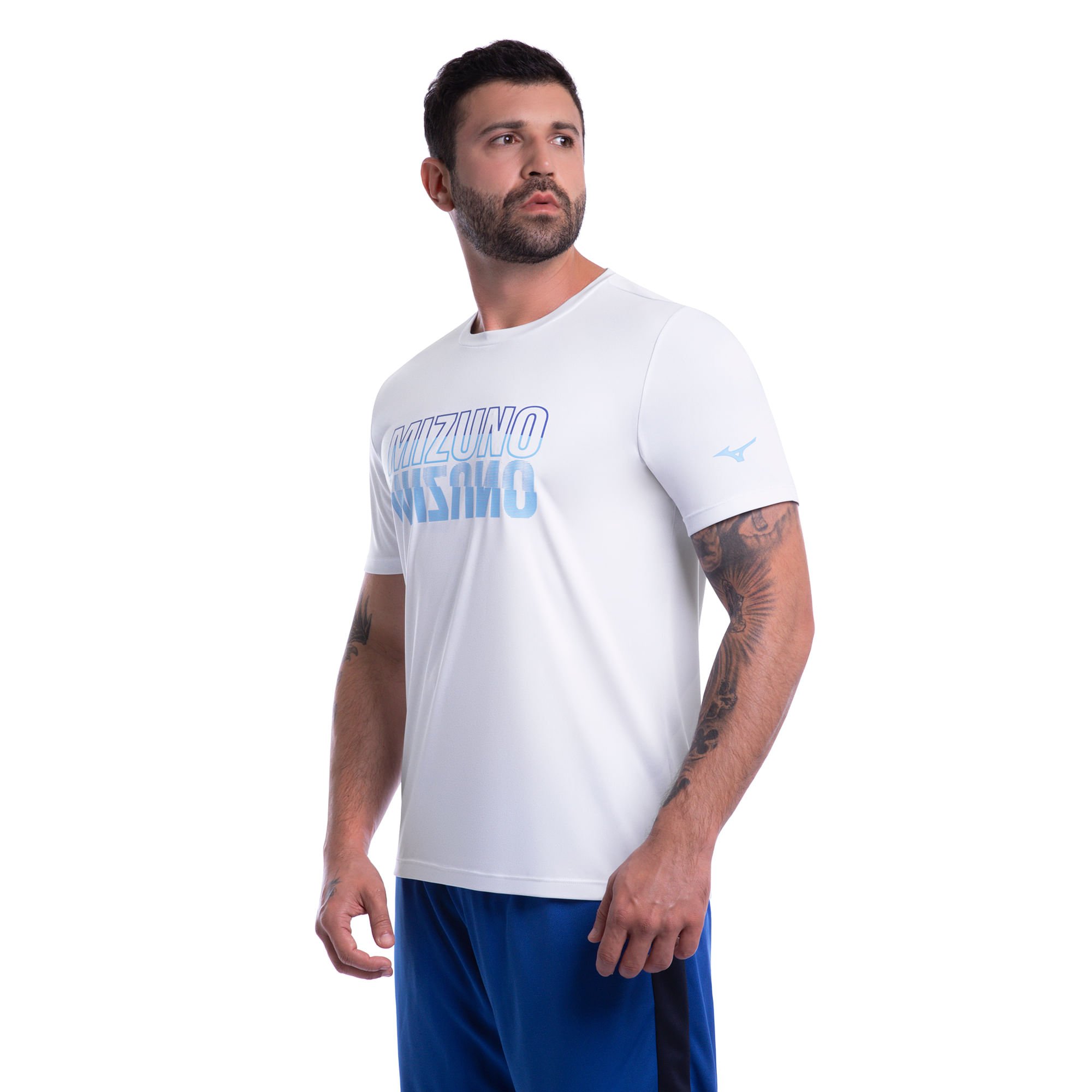 Camiseta de Treino Mizuno Energy Stamp Masculina Branco 2