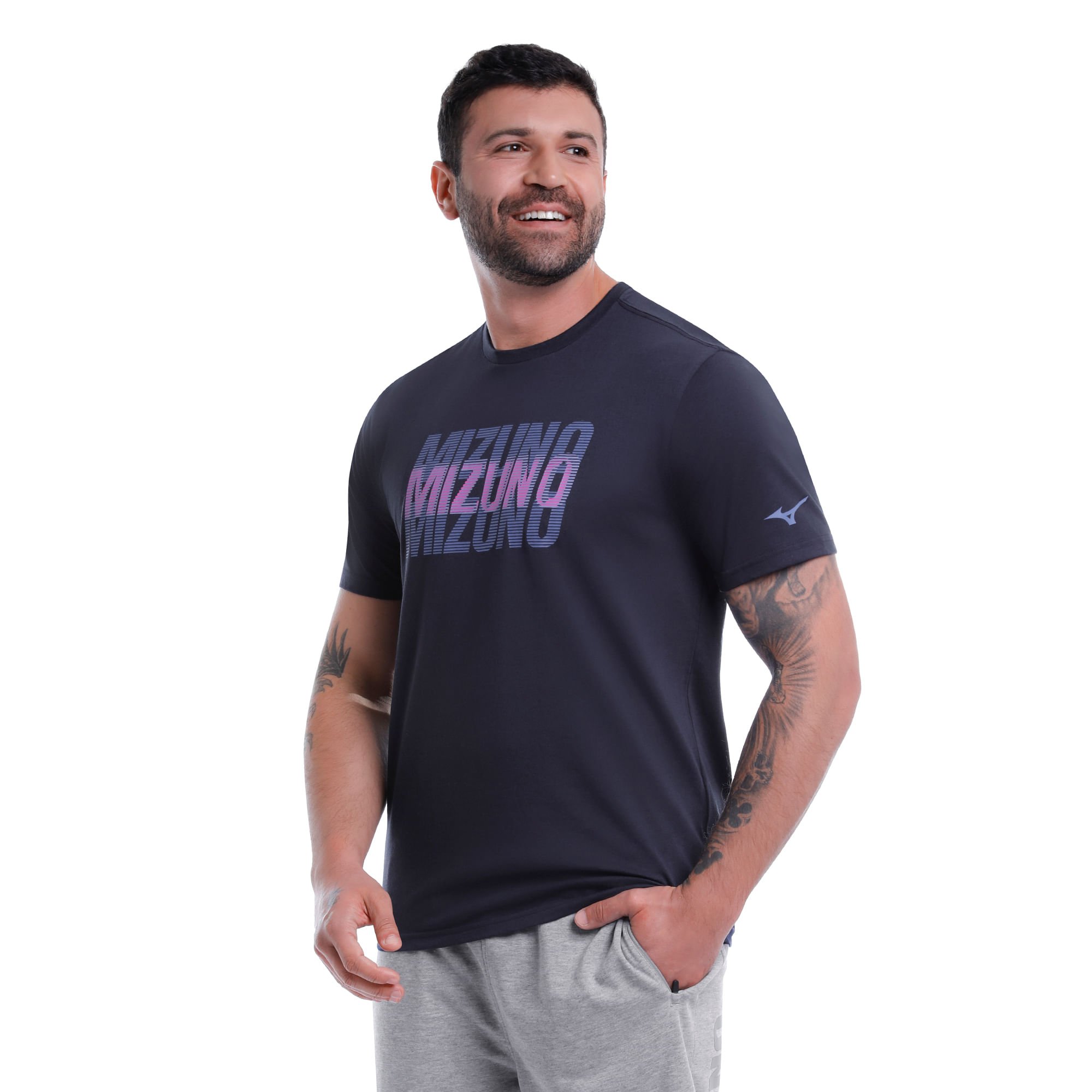 Camiseta Mizuno Stamp 2 Masculina Azul 2