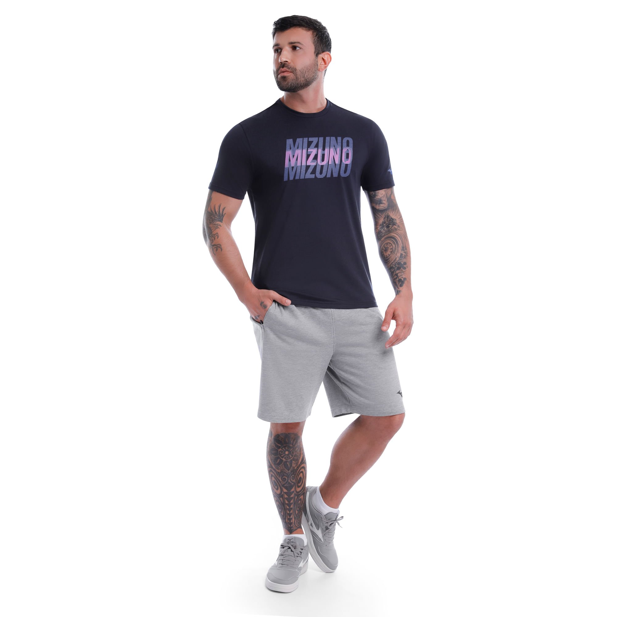 Camiseta Mizuno Stamp 2 Masculina Azul 3