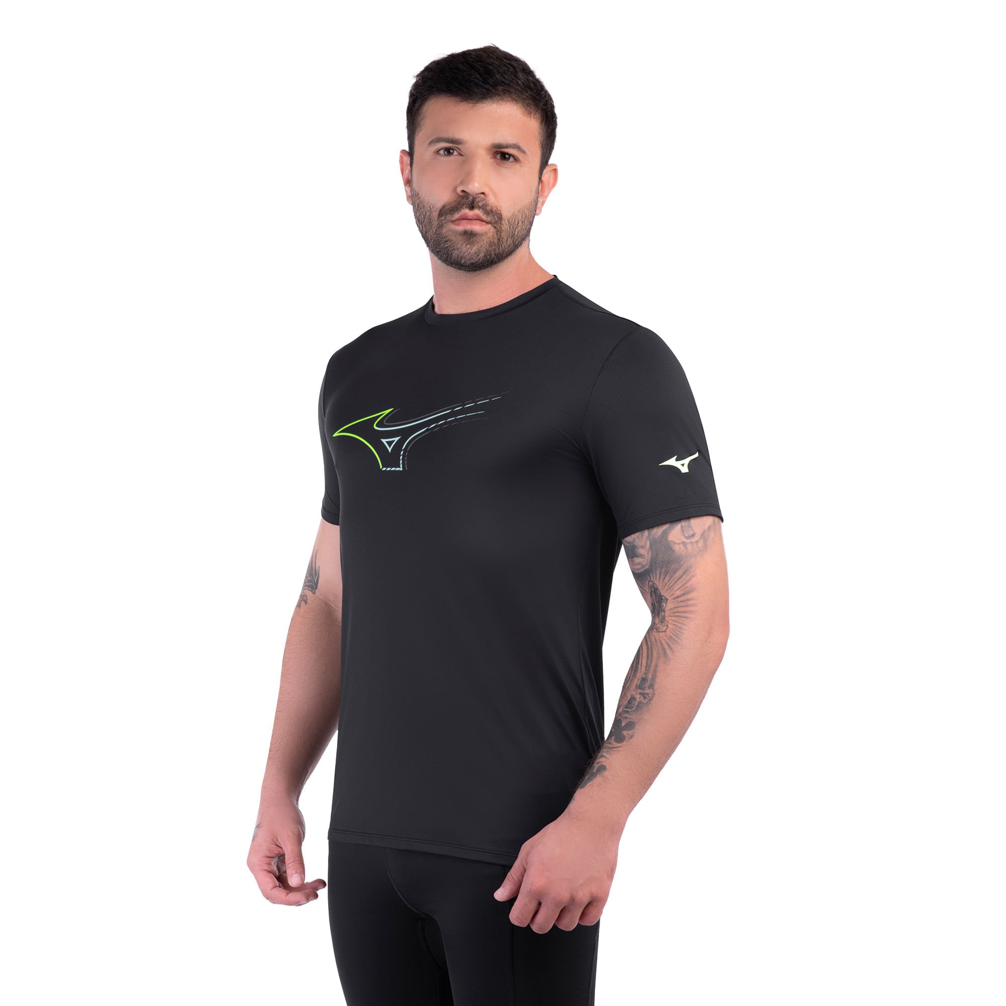 Camiseta de Corrida Mizuno Focus Stamp 2 Masculina Preto 2