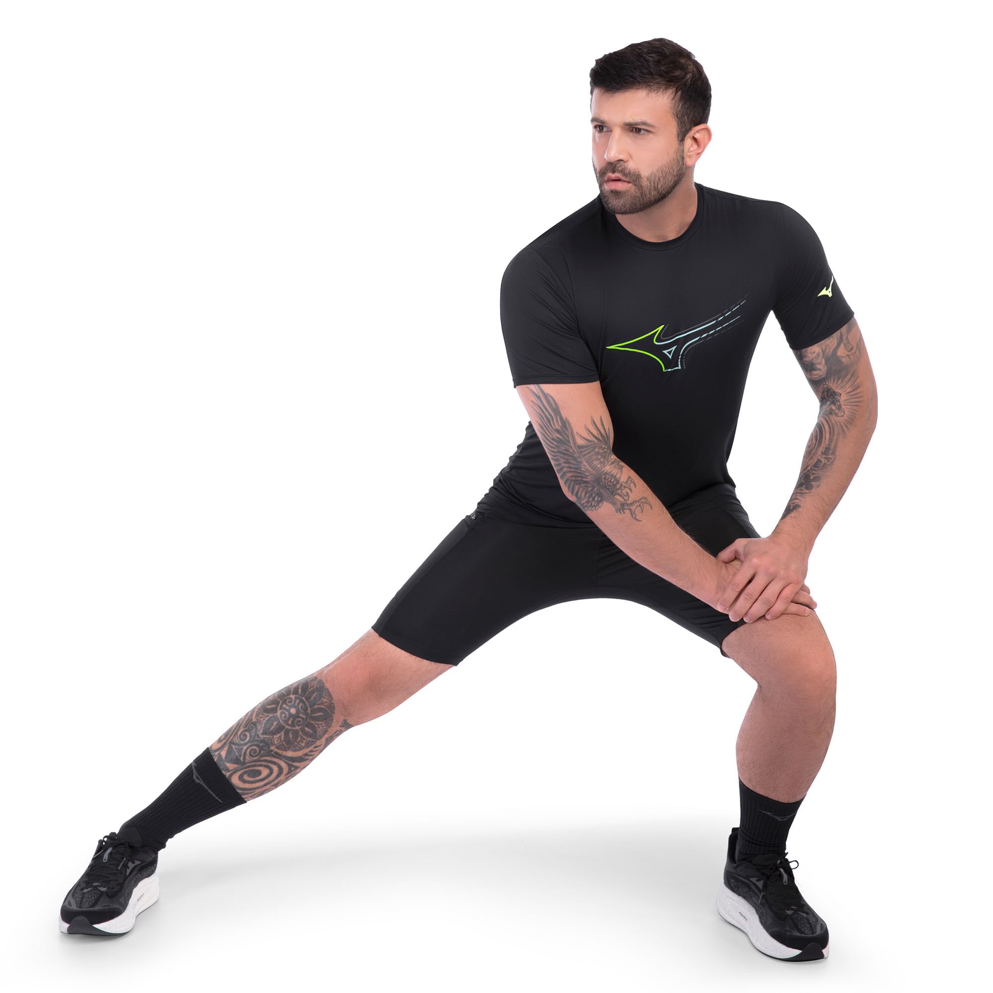 Camiseta de Corrida Mizuno Focus Stamp 2 Masculina Preto 3