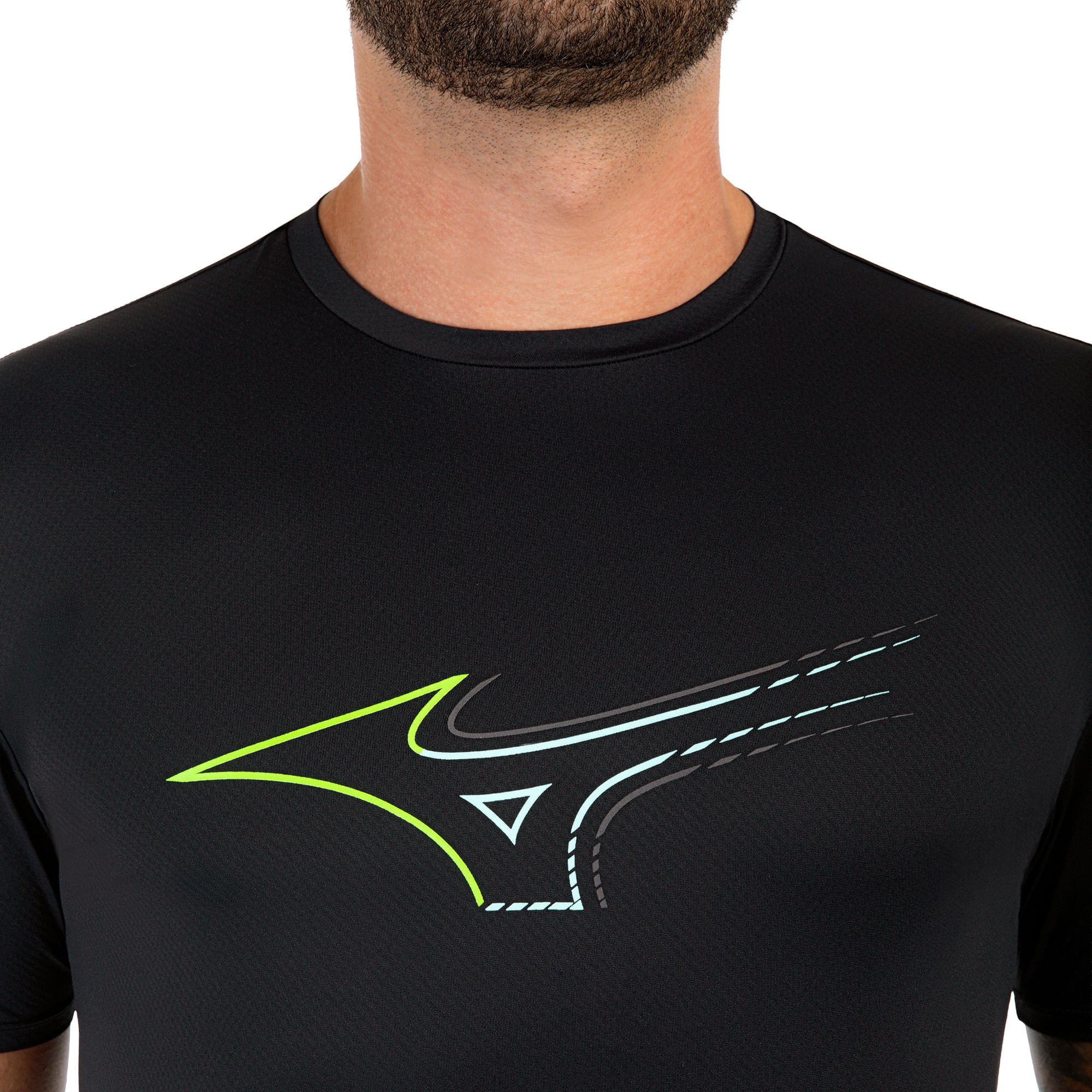 Camiseta de Corrida Mizuno Focus Stamp 2 Masculina Preto 4