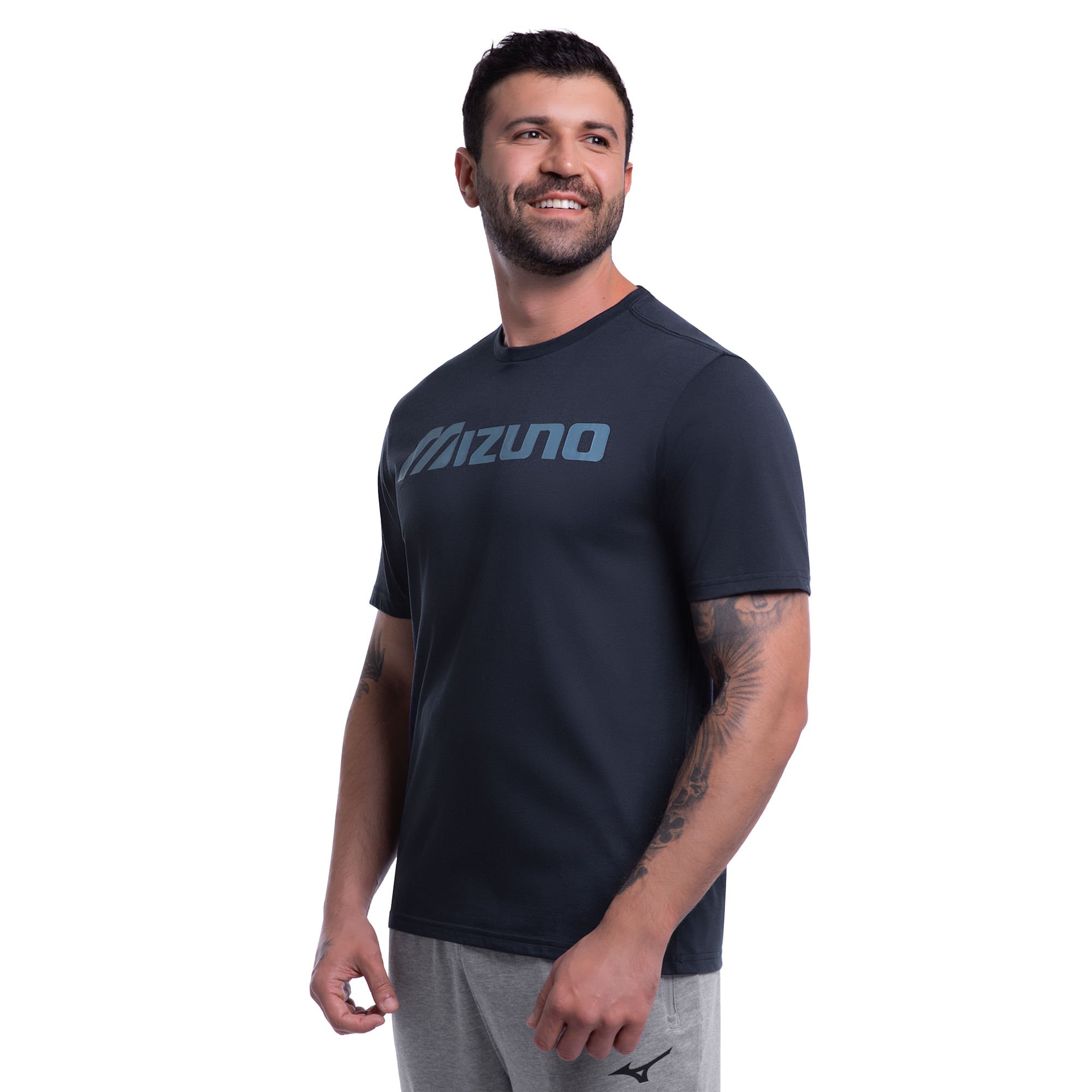 Camiseta Mizuno Big Logo Masculina Azul 2
