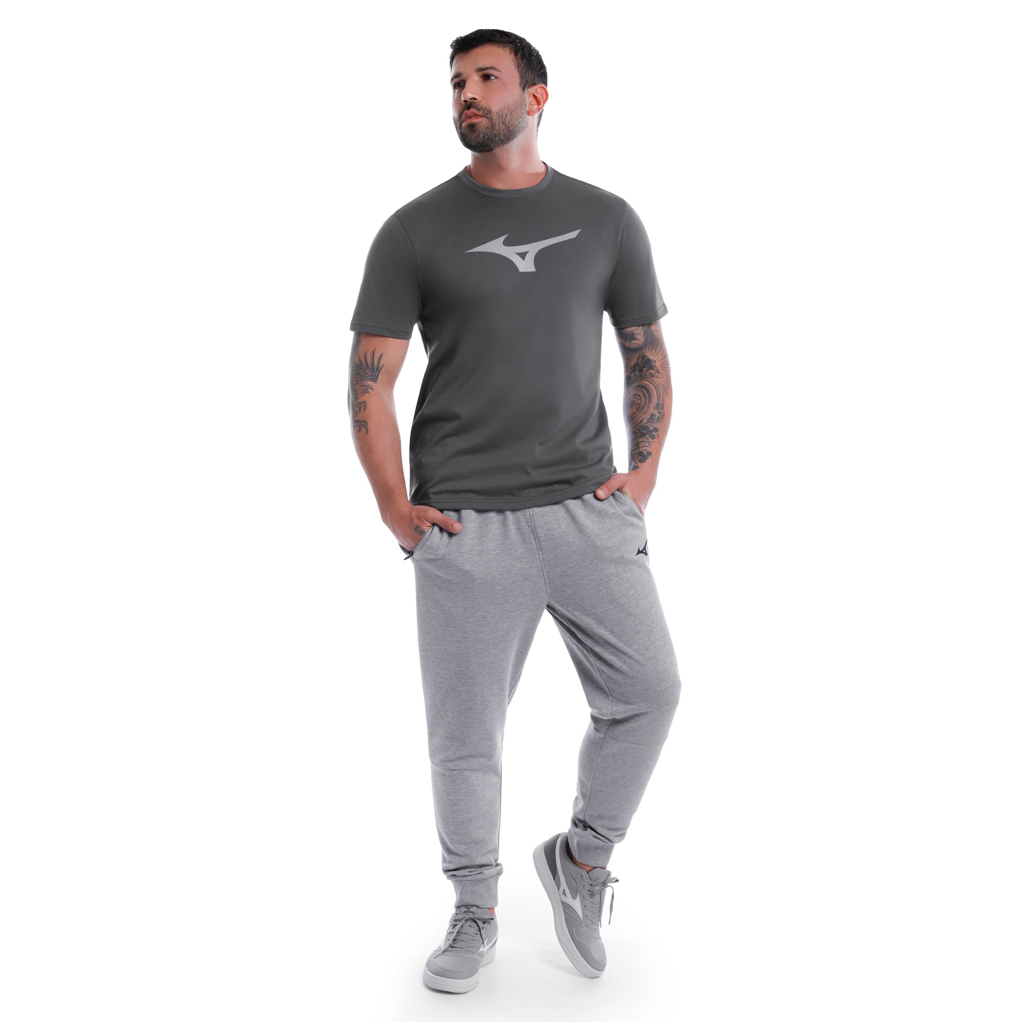 Camiseta Mizuno Basic Big Masculina Cinza 3