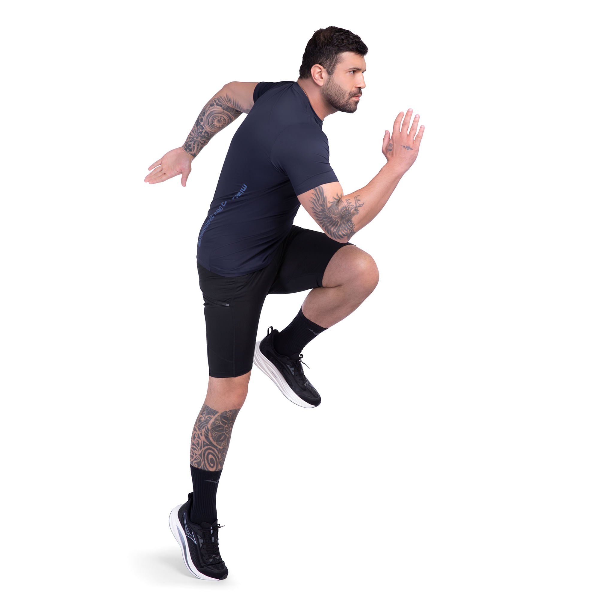 Camiseta de Corrida Mizuno Focus Stamp 2 Masculina Azul 3