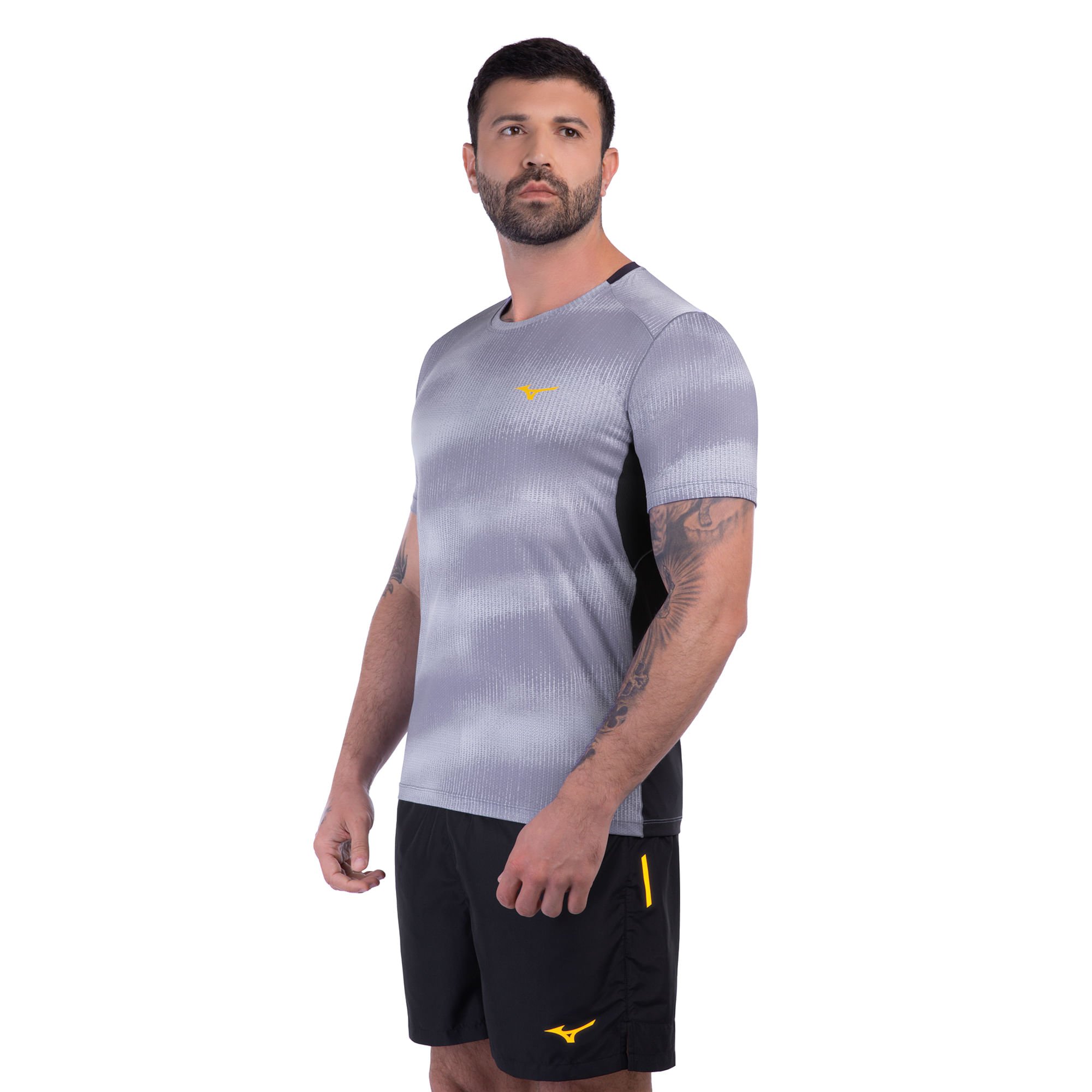 Camiseta de Corrida Mizuno Run Easy 5 Masculina Cinza 2