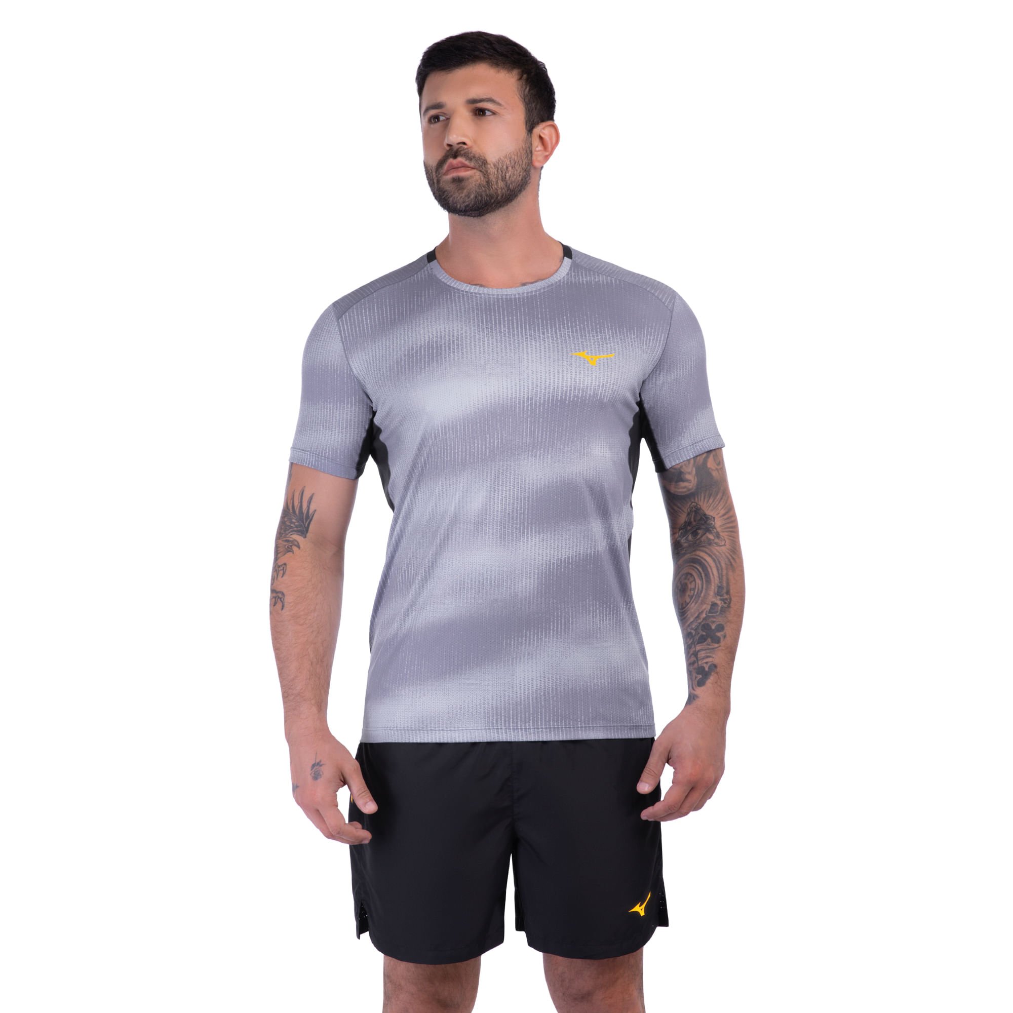 Camiseta de Corrida Mizuno Run Easy 5 Masculina Cinza 1