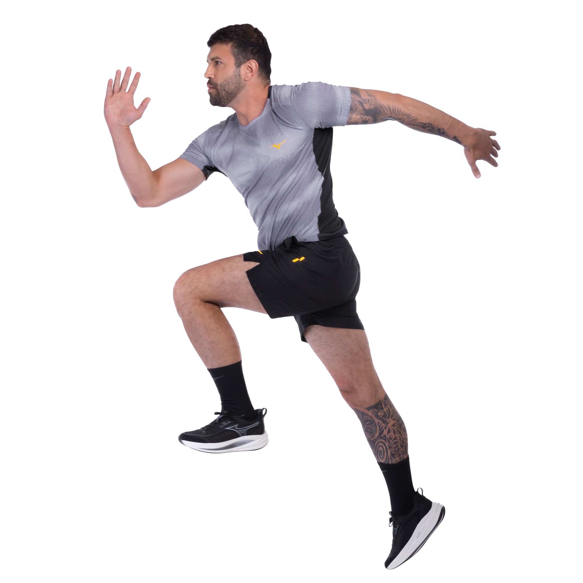 Camiseta de Corrida Mizuno Run Easy 5 Masculina Cinza 3