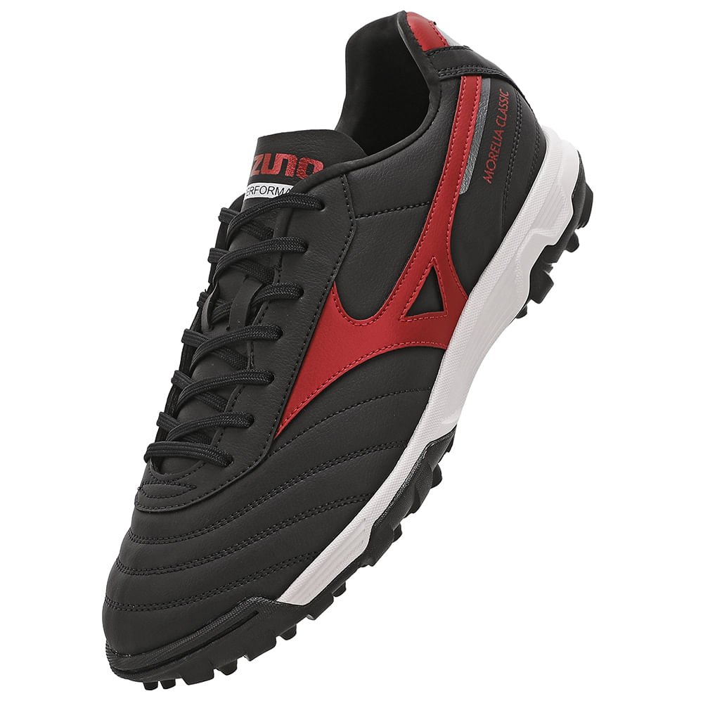 Chuteira de Campo Mizuno Morelia Classic AS Masculina Preto/Vermelho 7