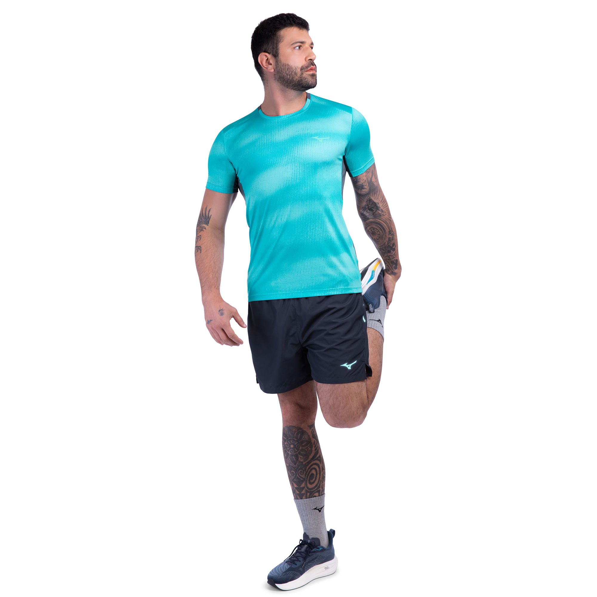 Camiseta de Corrida Mizuno Run Easy 5 Masculina Verde 3