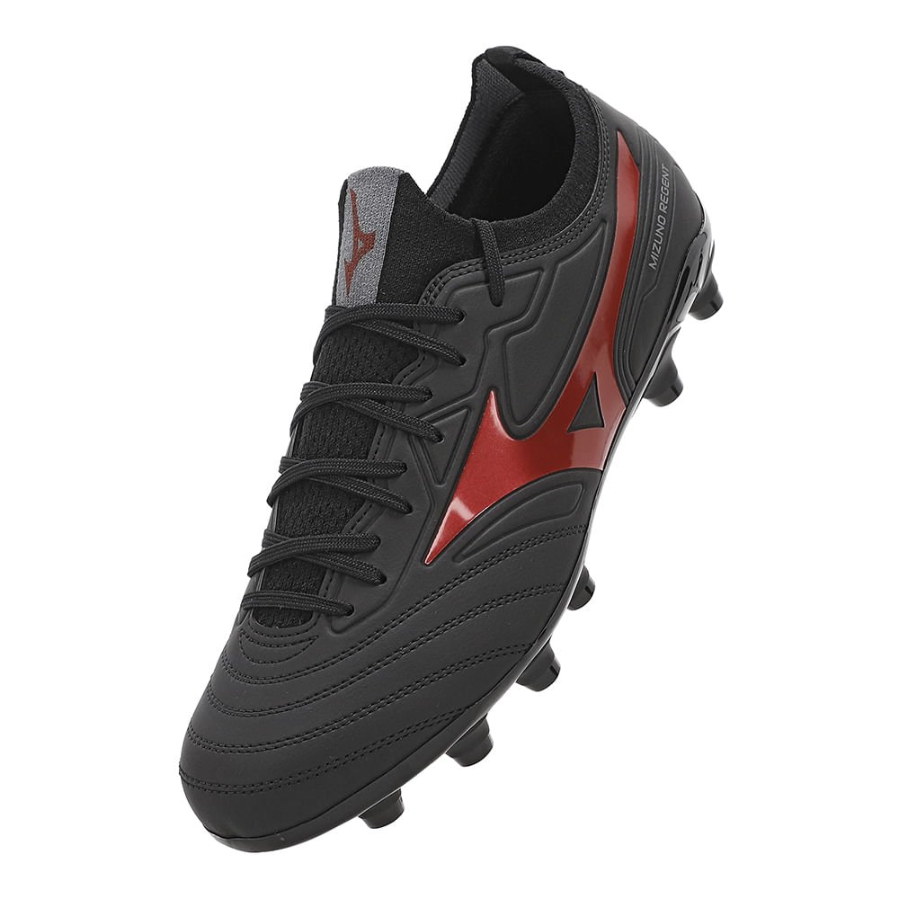 Chuteira de Campo Mizuno Regent MD Masculina Preto/Vermelho 7