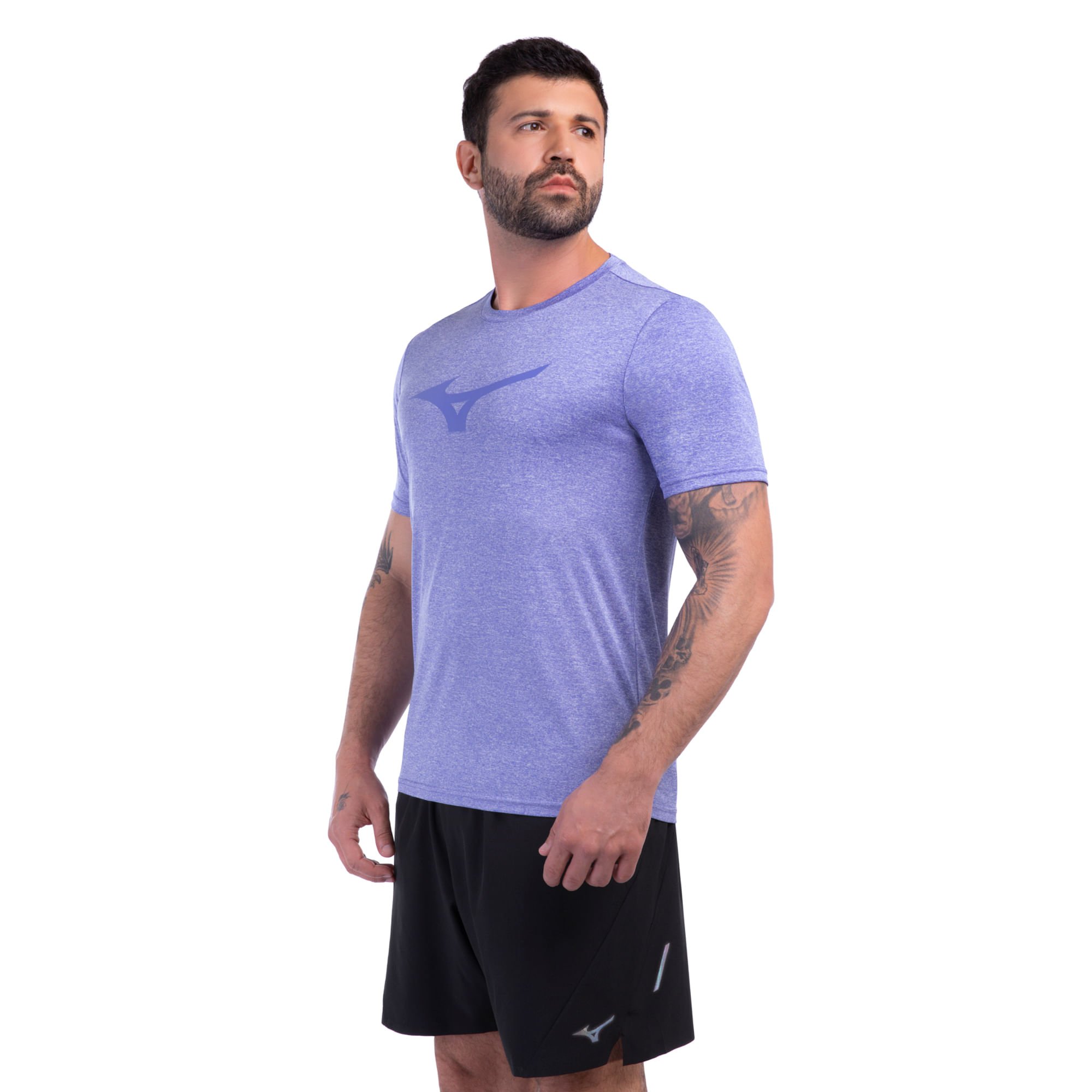 Camiseta de Corrida Mizuno Run Spark Mescla Masculino Roxo 2