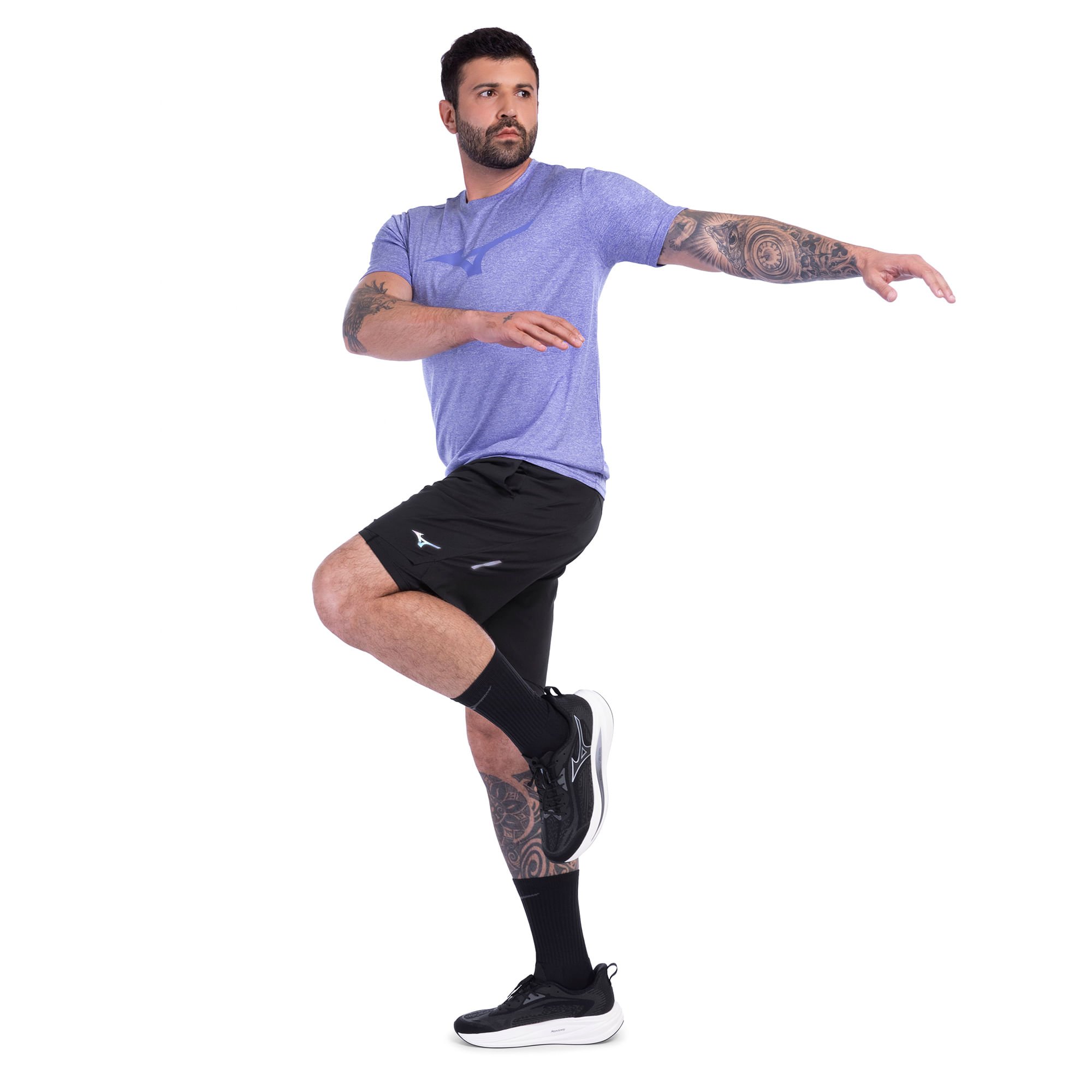 Camiseta de Corrida Mizuno Run Spark Mescla Masculino Roxo 4