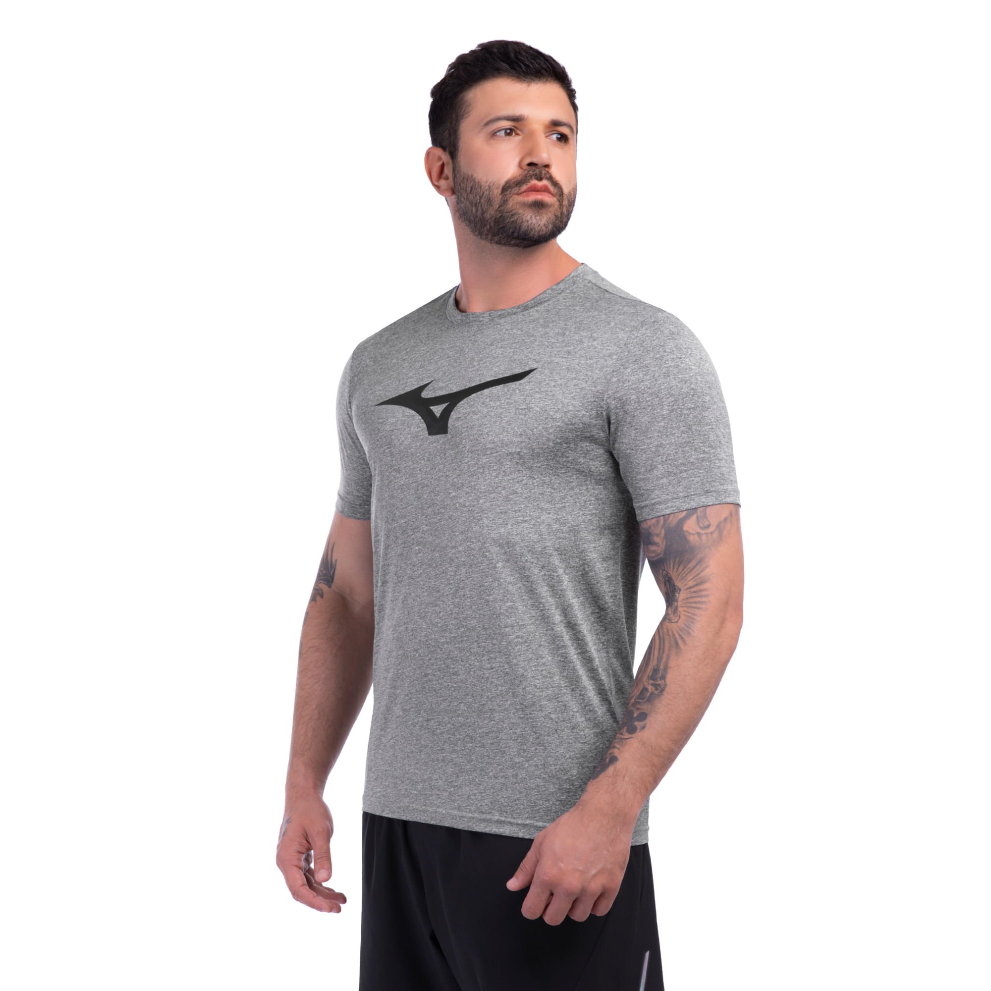 Camiseta de Corrida Mizuno Run Spark Mescla Masculina Cinza 2