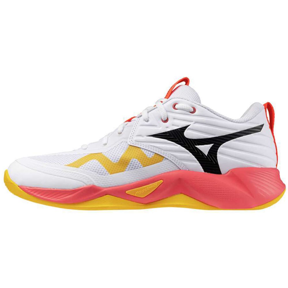 Tênis de Vôlei Mizuno Momentum Pro Branco/Amarelo/Rosa 1
