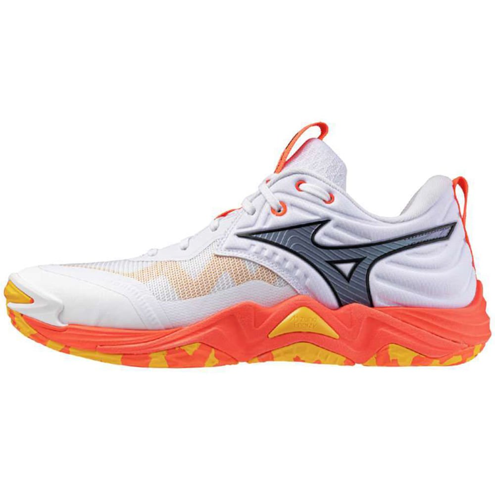 Tênis de Vôlei Mizuno Momentum Elite Branco/Amarelo/Laranja 1