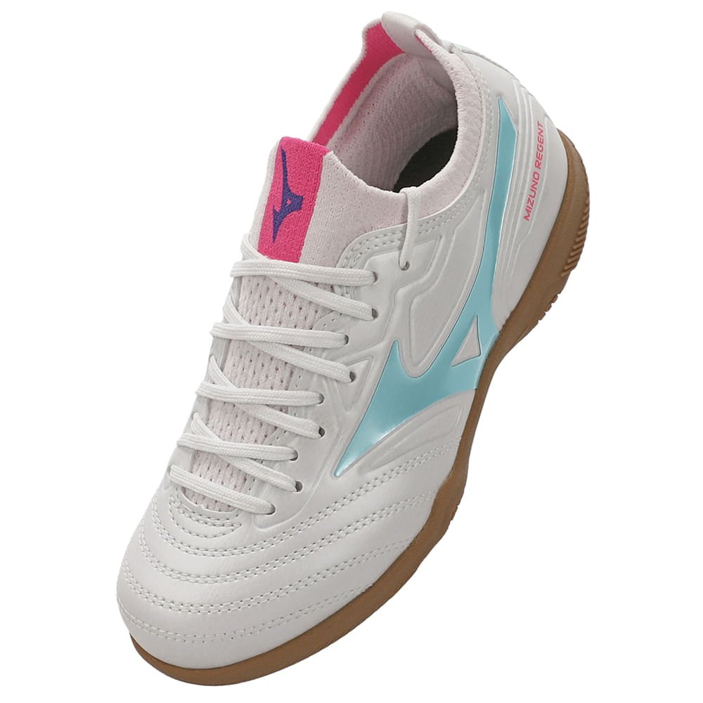 Chuteira Futsal Mizuno Regent IN Junior Branco/Azul 7