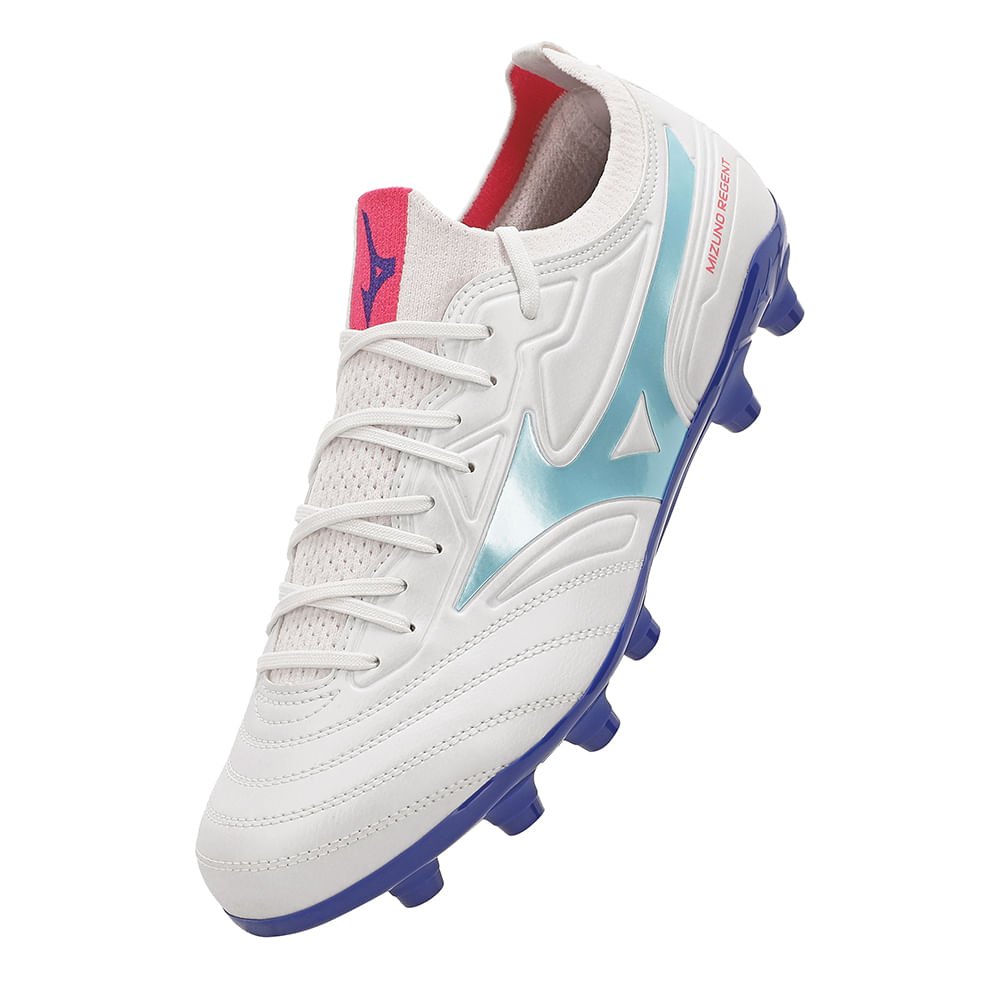 Chuteira de Campo Mizuno Regent MD Masculina Branco/Azul 7