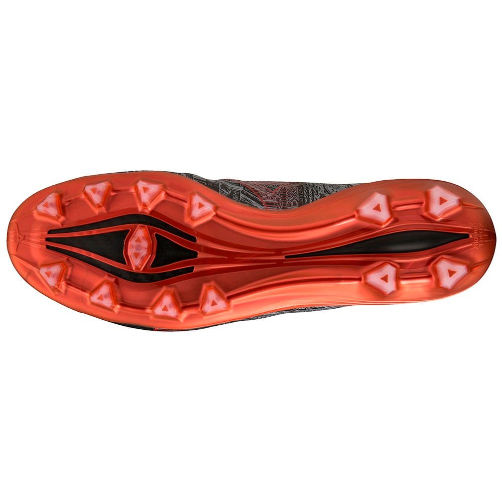 Chuteira de Campo Masculina Alpha SR4 Japan Preto/Laranja 2