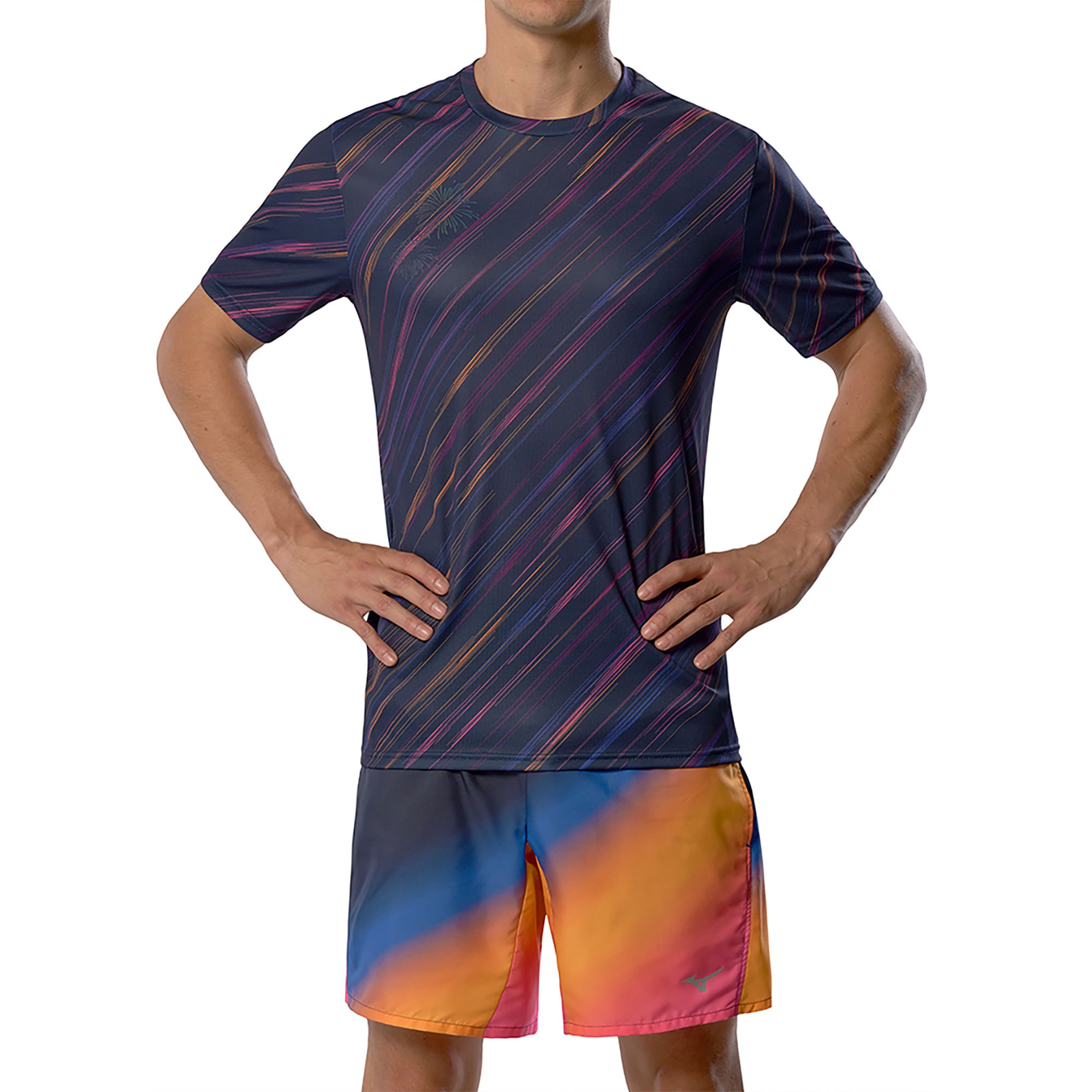 Camiseta de Corrida Mizuno Core Graphic Masculina Azul Marinho 3