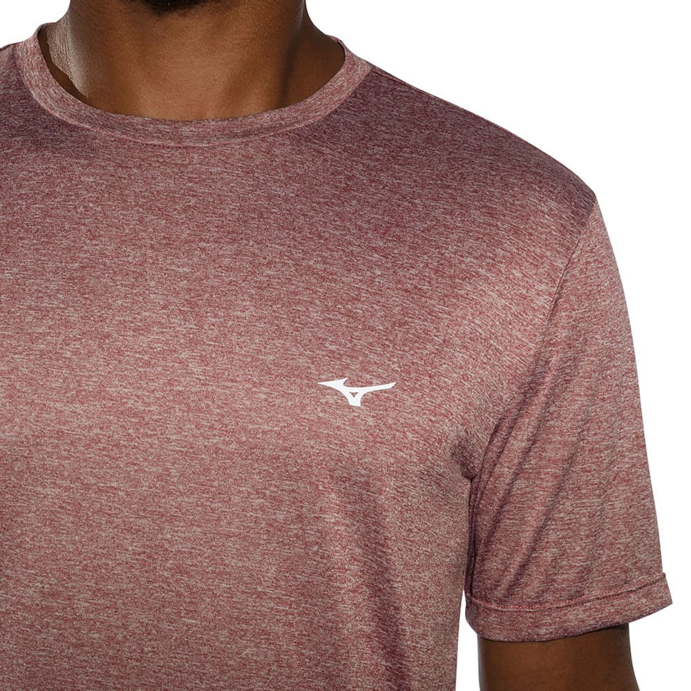 Camiseta de Corrida Masculina Mizuno Run Spark 2 Mescla Vermelho 3