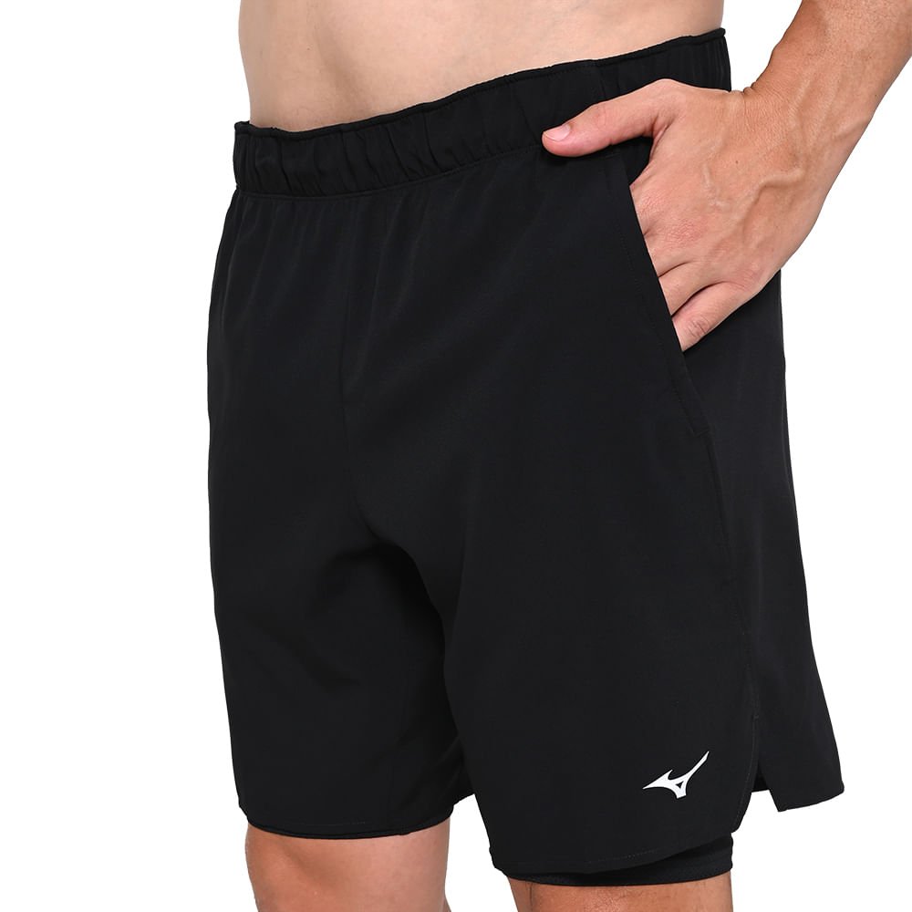 Shorts de Corrida Mizuno Core 7.5 2in1 Masculino Preto 7