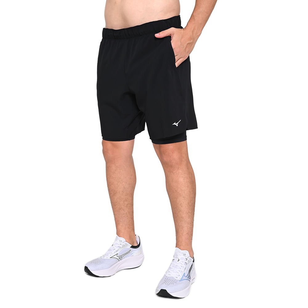 Shorts de Corrida Mizuno Core 7.5 2in1 Masculino Preto 3