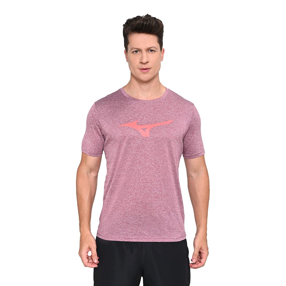 Camiseta de Corrida Mizuno Run Spark Mescla Masculina Rosa 2